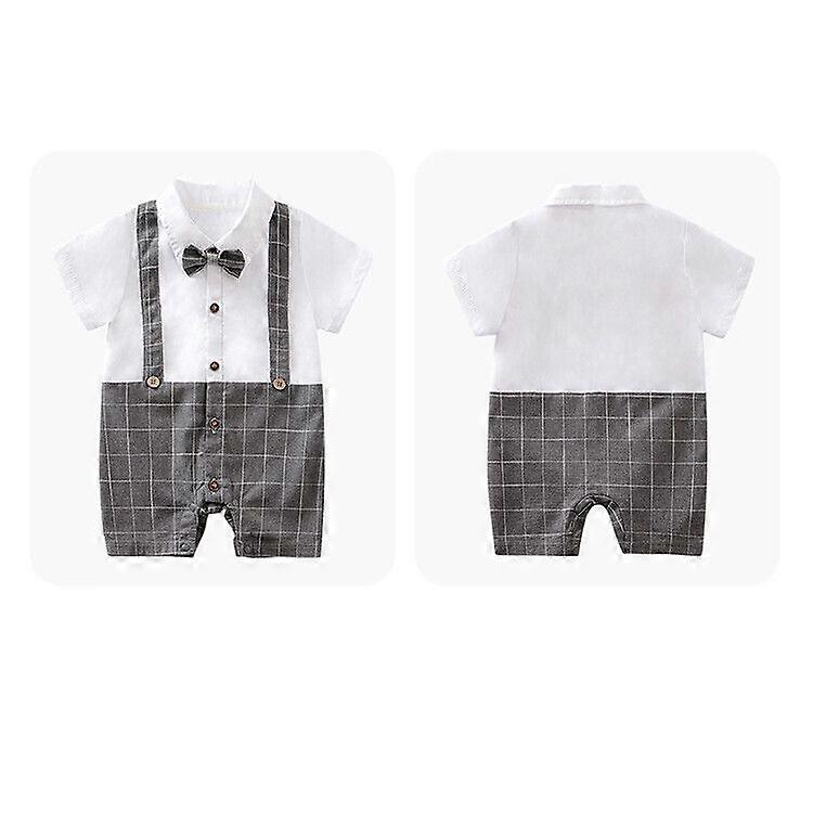 Babykläder Sommar Korta ärmar Nyfödd Tunn uppsättning kläder Baby Gentleman Romper Jumpsuit Pojkar - Stil 17