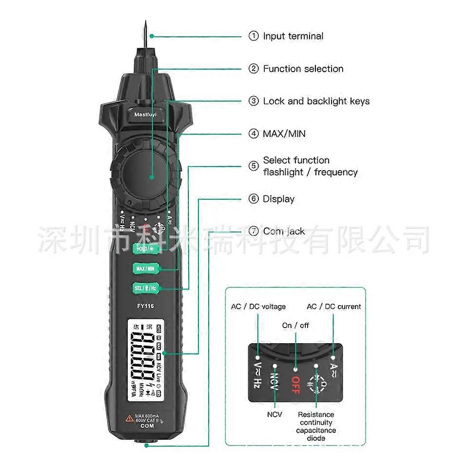 Fuyi חכם אינדוקציה עט מולטימטר דיגיטלי רב תכליתי חשמלאי אוניברסלי מד עט Fy116