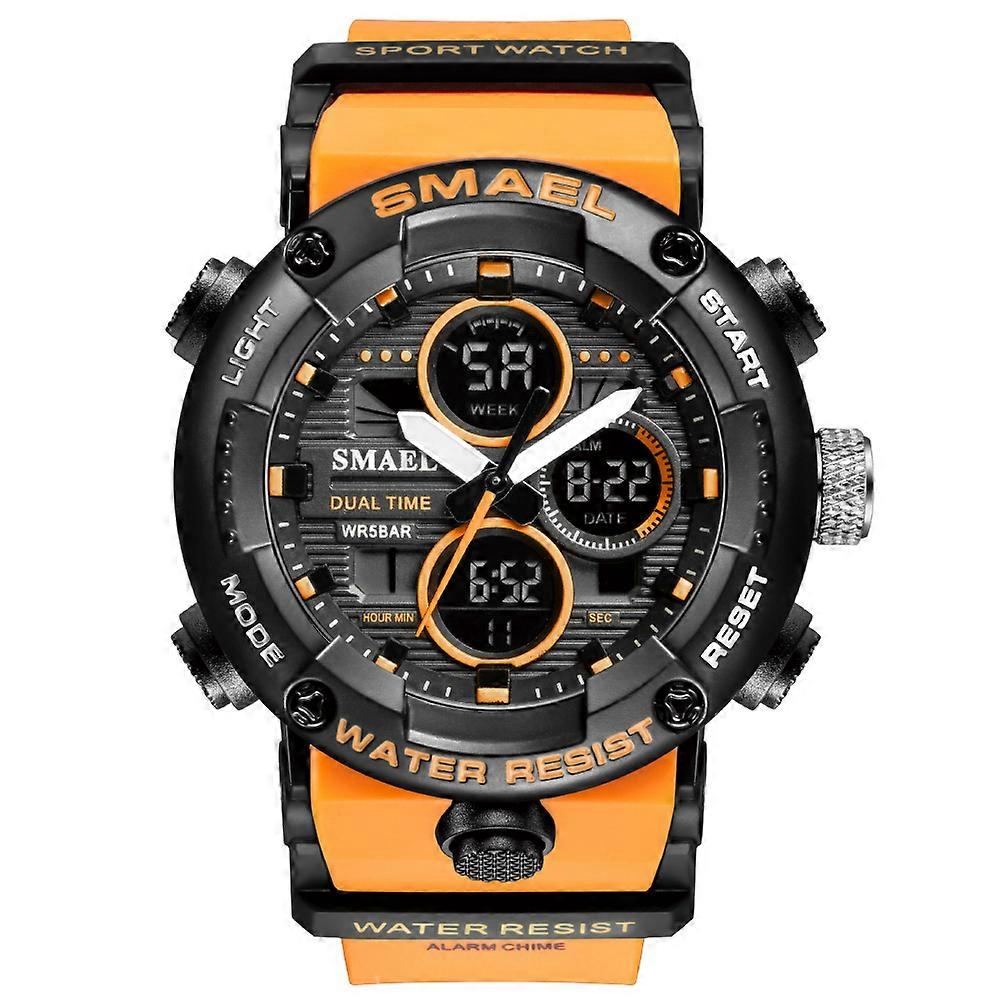 SMAEL Sport Watch for Male Quartz LED Digital Stopwatch Big Dial Clock Waterproof Dual Time Display Wristwatch