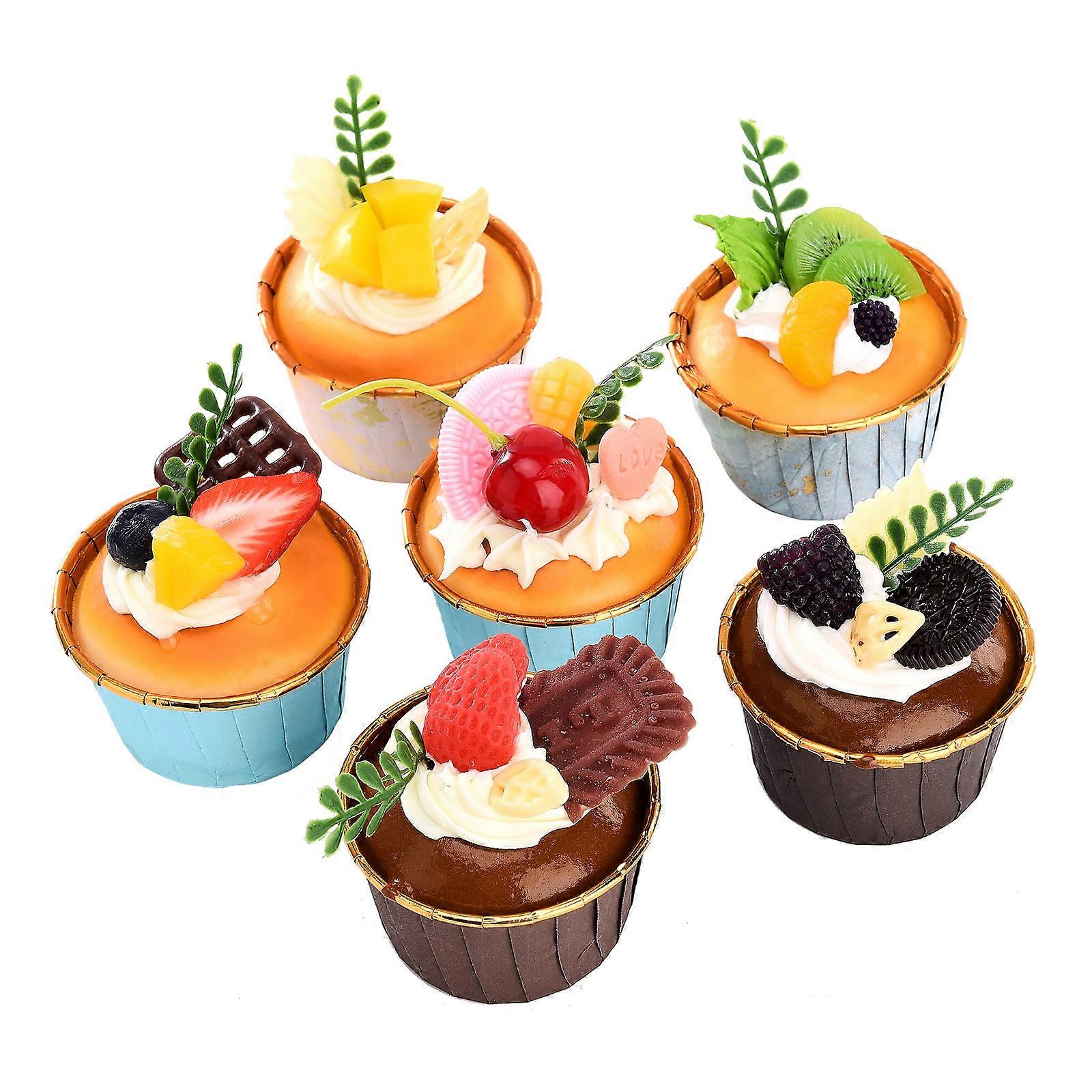 6Pcs/set Fake Cupcake Simulation Cake Artificial Food model Kitchen Decoration