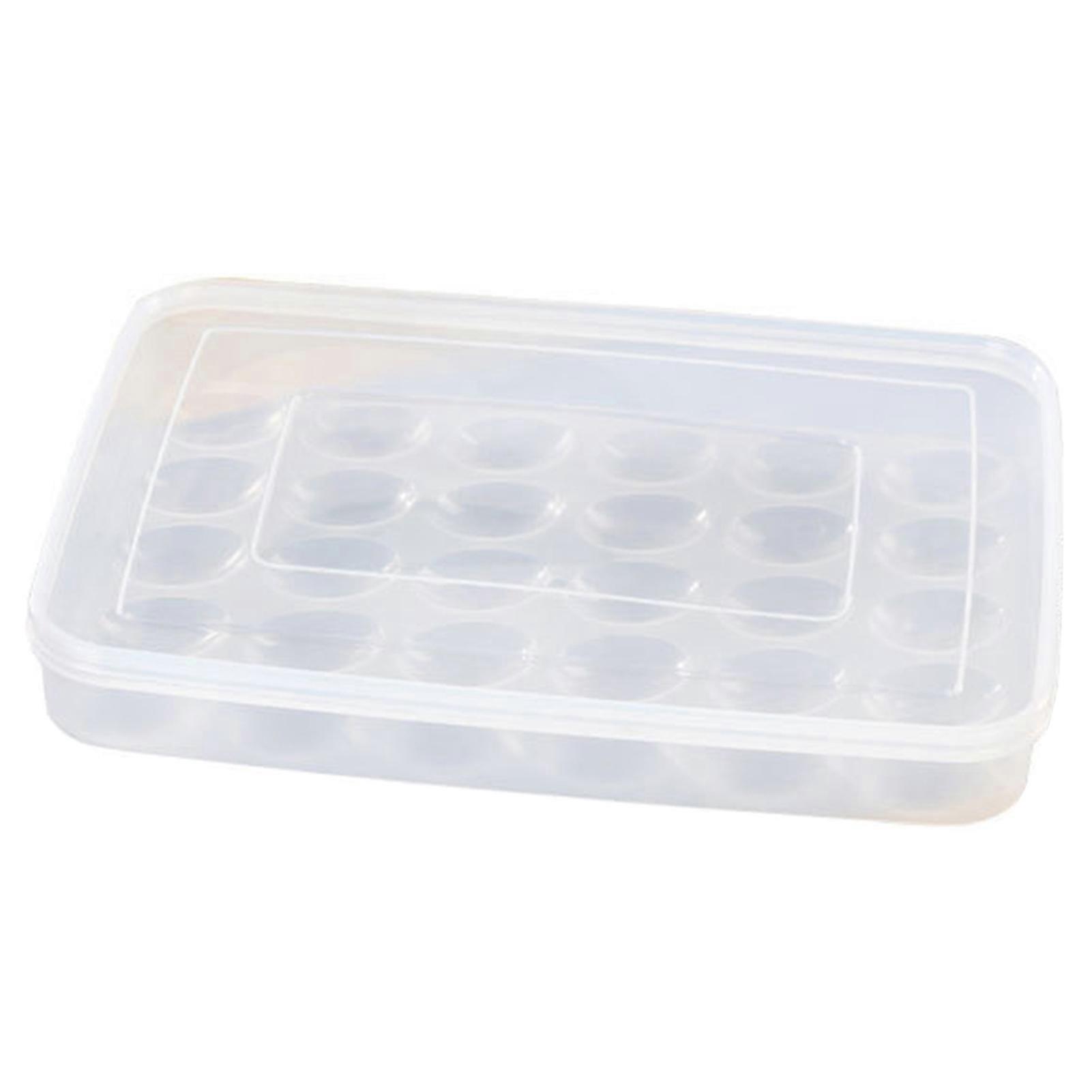 Egg Container Lidded Refillable Monolayer Large Capacity Transparent Plastic Egg Box Kitchen Supplies