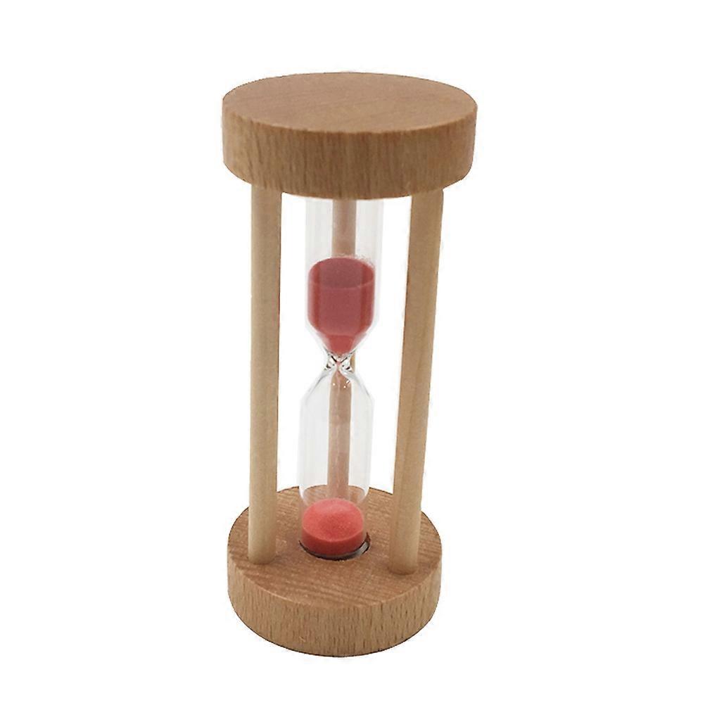 3 Min Wooden Sandglass Hourglass Red Sand Timer Clock Table Desktop Decoration