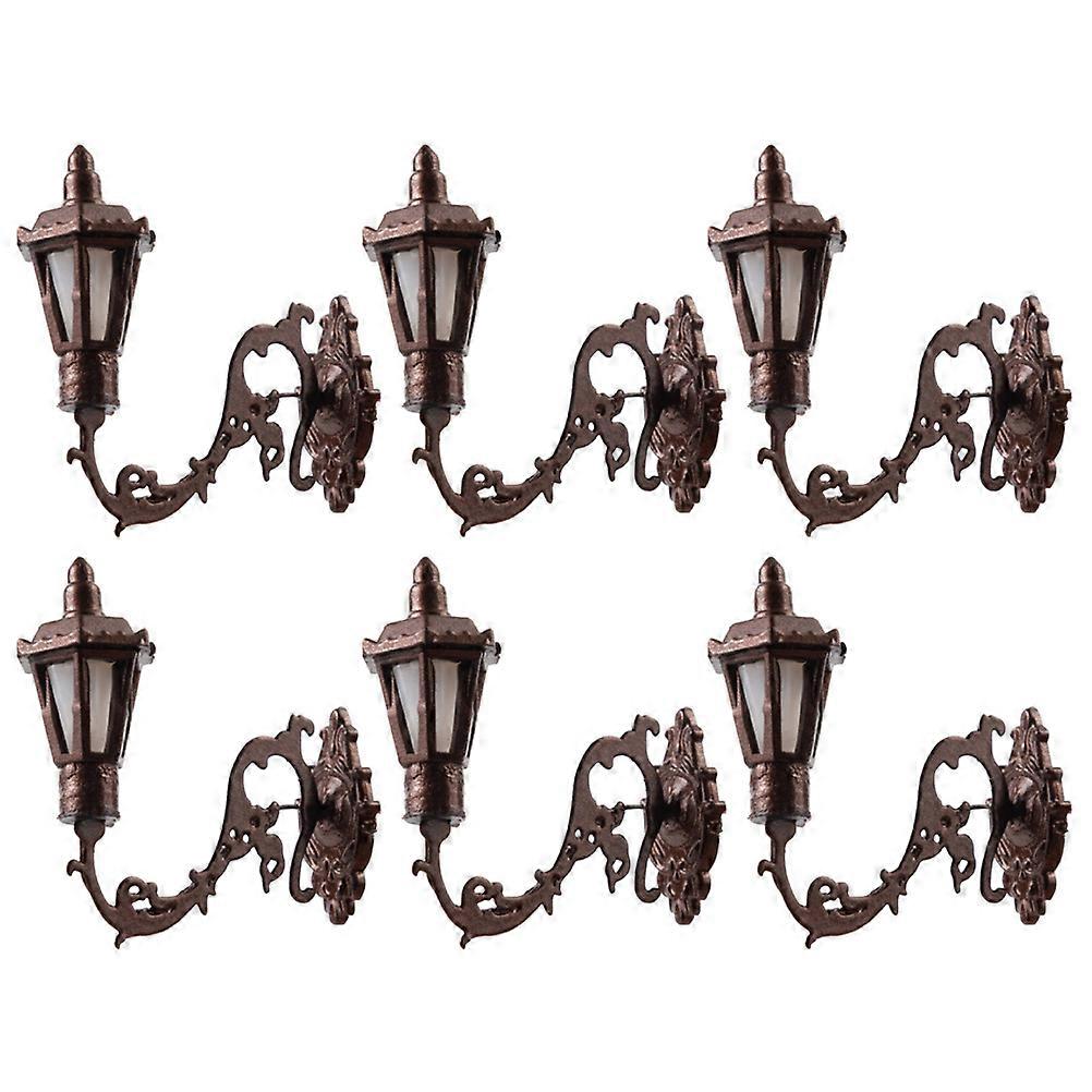 6pcs 미니어처 인형 집 벽 램프 모델 장식 벽 조명 모델 인형 집 용품