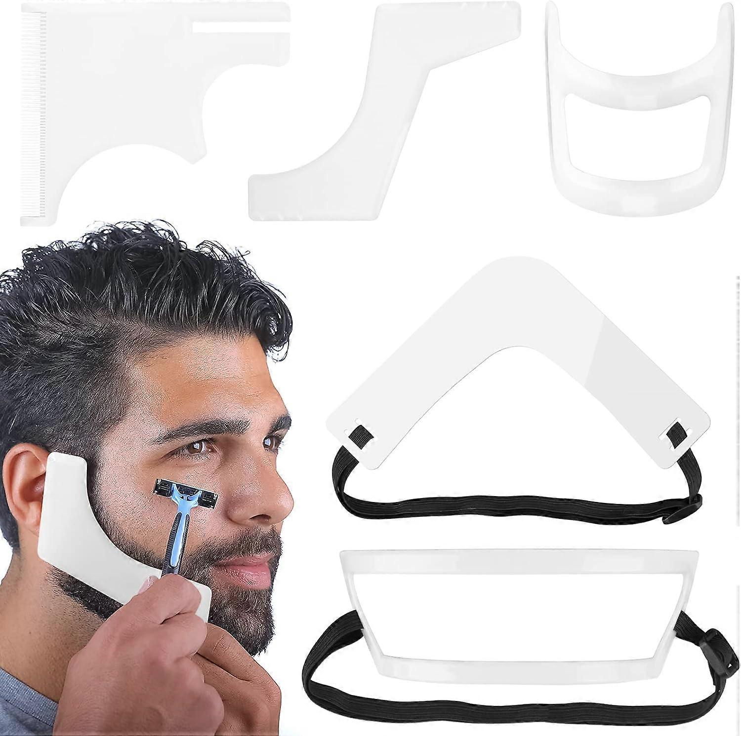 دليل حلاقة اللحية وخط العنق ، مجموعة أدوات قص الشعر للرجال ، قالب تشكيل شارب الماعز أبيض