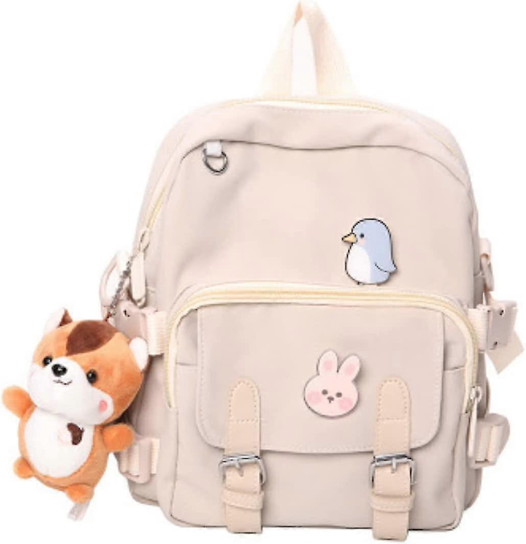 حقائب ظهر صغيرة لطيفة مع دبابيس كاواي حقيبة ظهر صغيرة للمراهقين كاواي حقيبة ظهر صغيرة (بيج ، 9 ''(لتر) * 3.1 ''(ث) * 10.6 ''(ح))