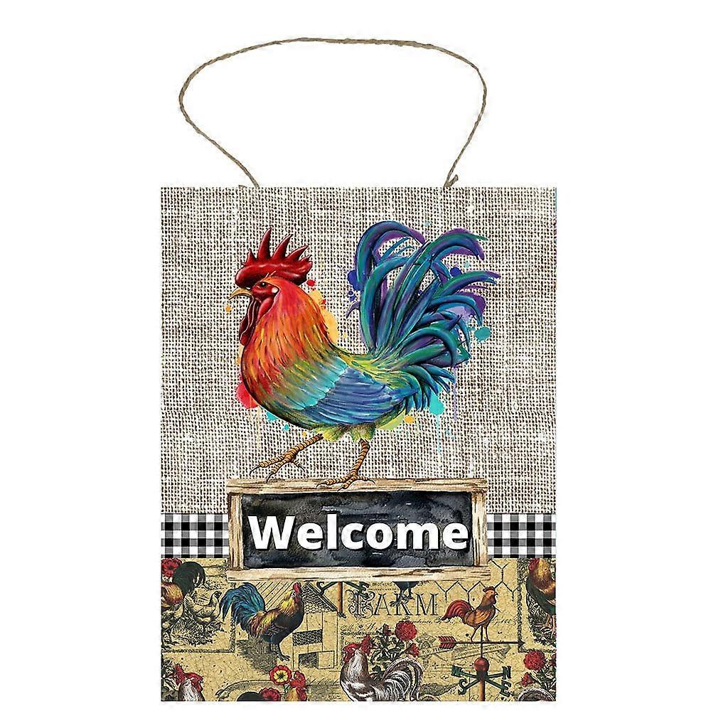 Welcome Rooster Printed Handmade Wood Sign