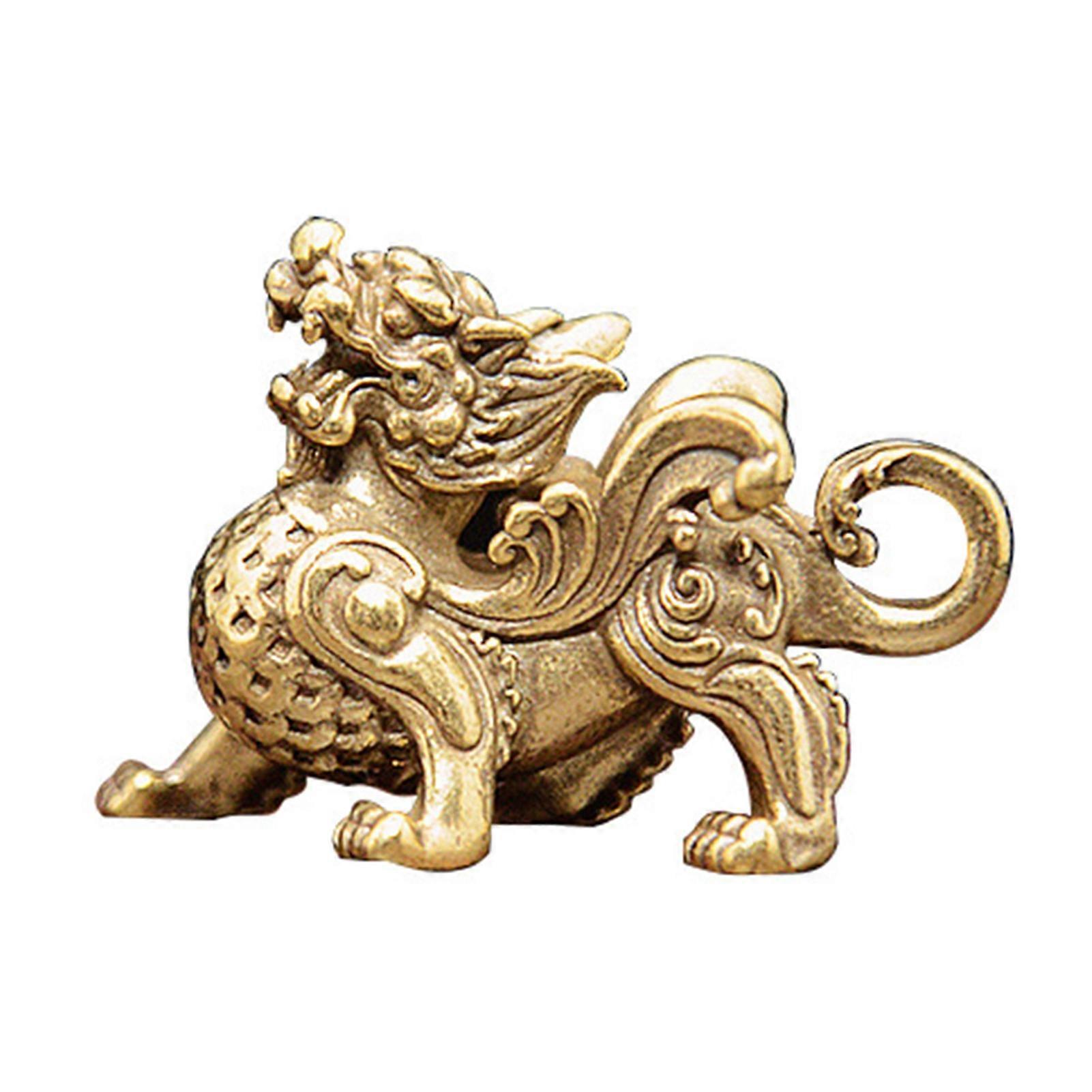 Keychain Pendant Creative Retro Copper Fengshui Statue Animal Key Charm for Home