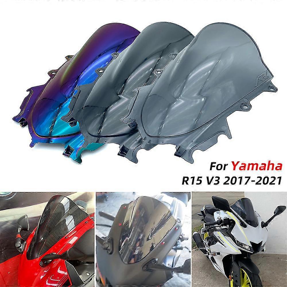 Motorcycle Windshield Windscreen Deflector Screen Shield Double Bubble For Yamaha Yzf R15 Yzfr15 Yzf-r15 V3 2017-2021