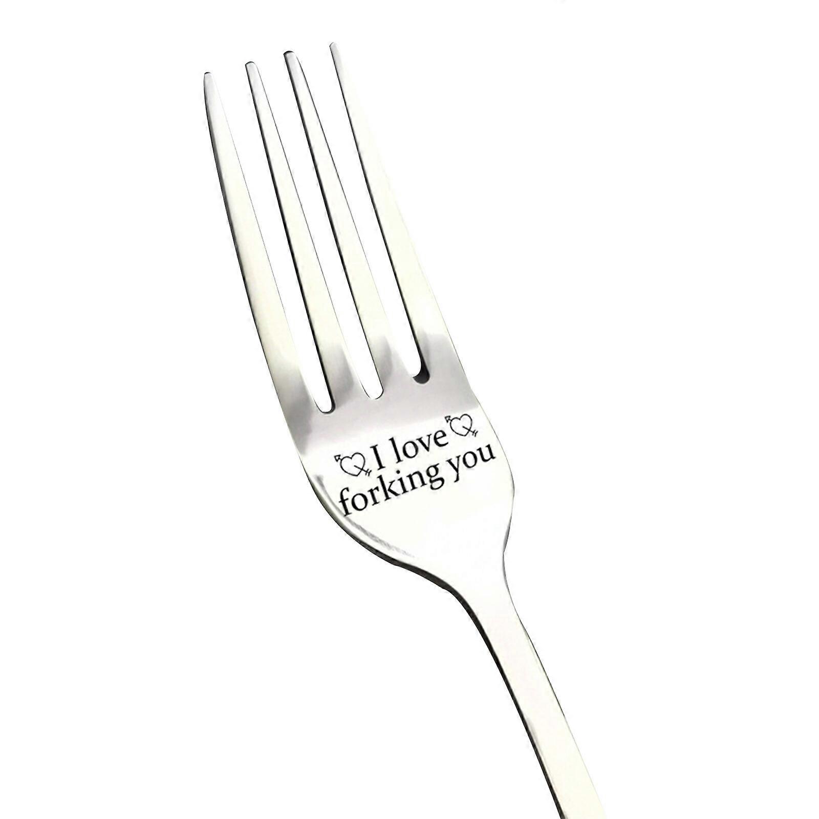 Engraved Letter Stainless Steel Fork - Romantic Gift, Smooth Surface, Rust-Resistant