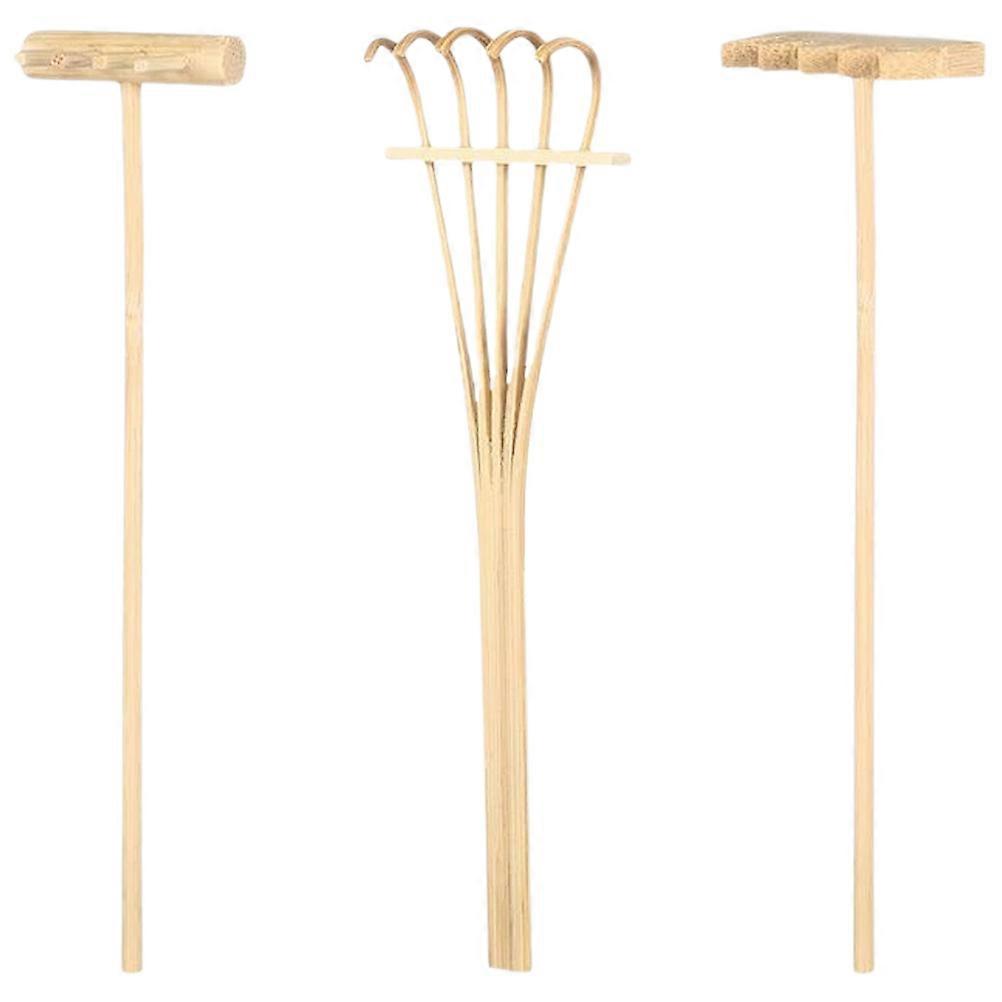 3pcs מיני זן מחול מגרפות פלסטיק זן גינה מגש חול מגש כלים לשולחן המשרד הביתי