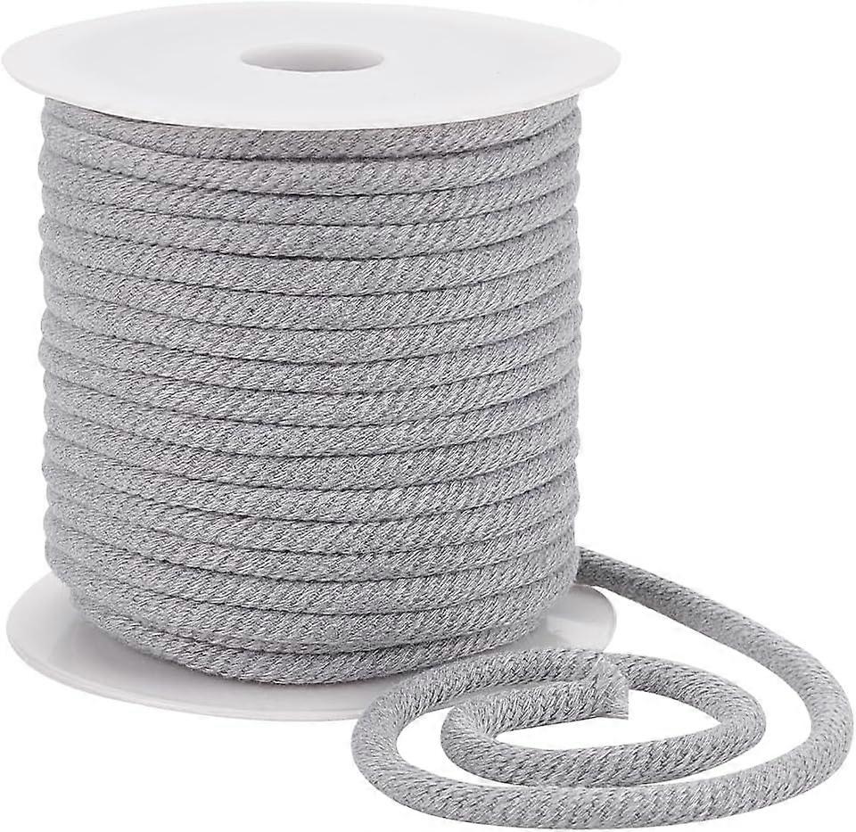27.34 Yards Light Grey Thread Cord 6mm Polycotton Drawstring Replacement Soft Rope with Plastic Spool Braided Cord for Coats Pants Shorts Shoes Crafts