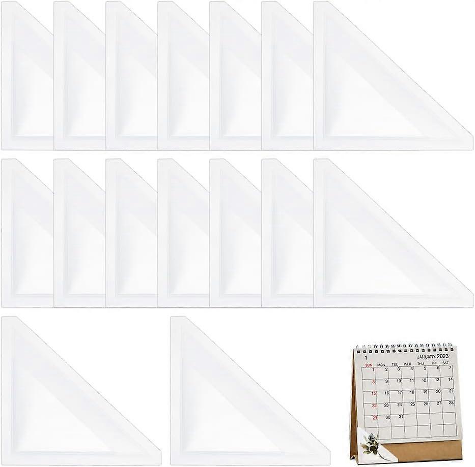 16pcs Peel and Stick Calendar Corners Adhesive Clear Corner Pockets 4x4 Inch Triangle Planners Corner Pockets for Sheet Protect Avoid Book Pages Curli