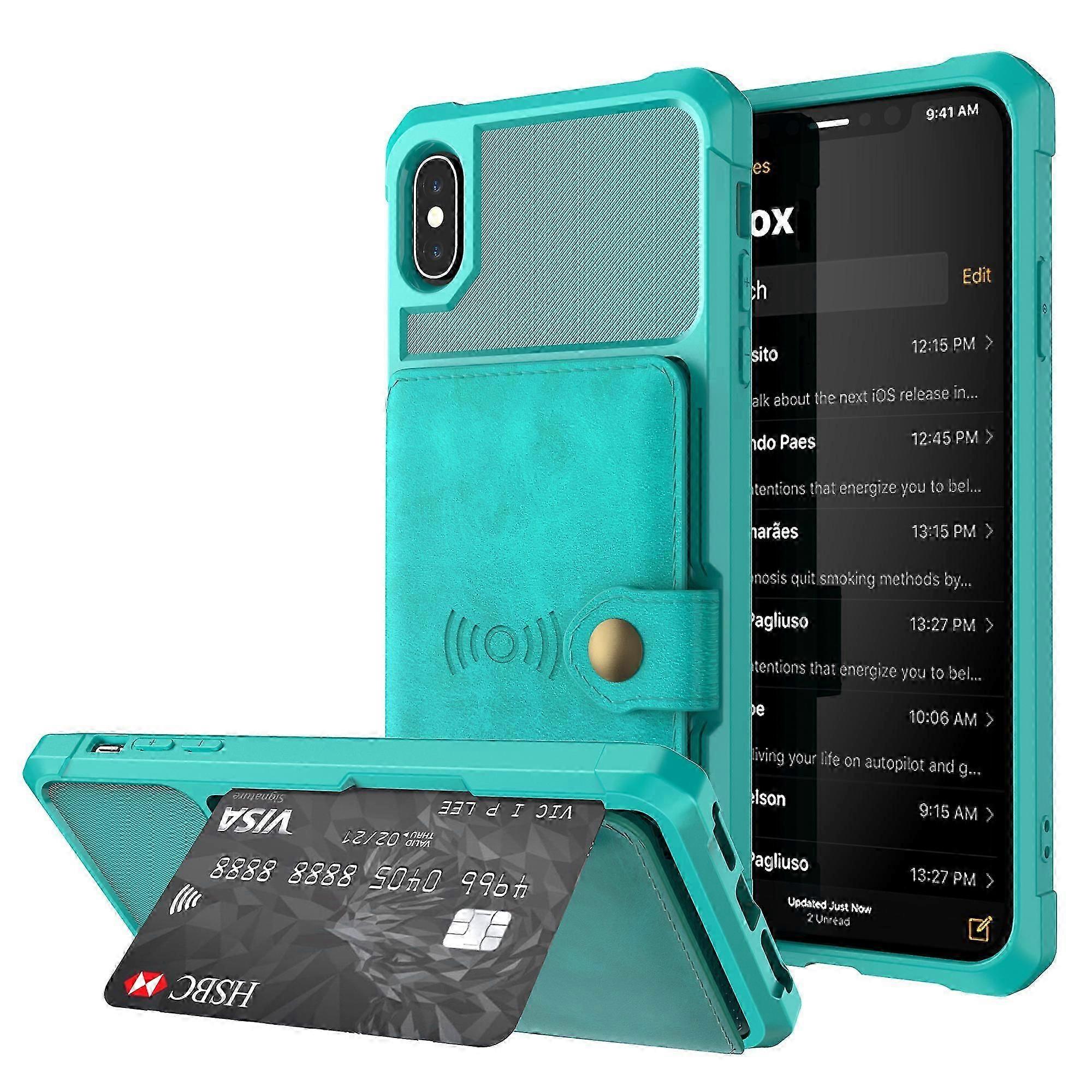 Leather Coated TPU Wallet Kickstand Casing with Built-in Magnetic Sheet for iPhone XS 5.8 inch lack