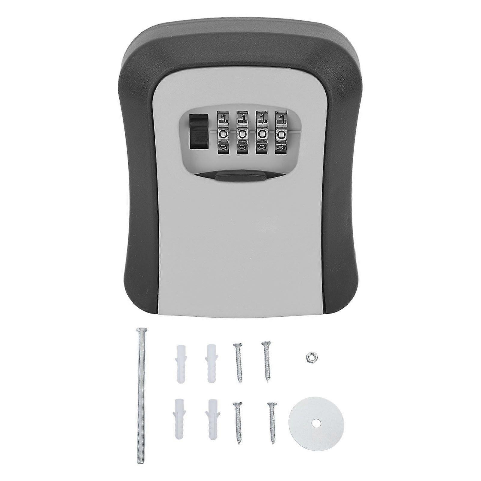 Key Lock Box Wall Mounted Combination Lockbox for Outside House Keys 5 Keys Capacity Key Safe Security Storage Lock Box Gray (with Dust Cover)