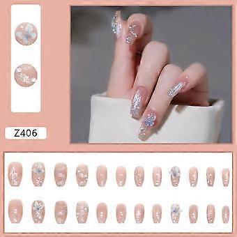 24 Pcs Mariposa Uña Falsa Extraíble Anti-caída Uña No Tóxica