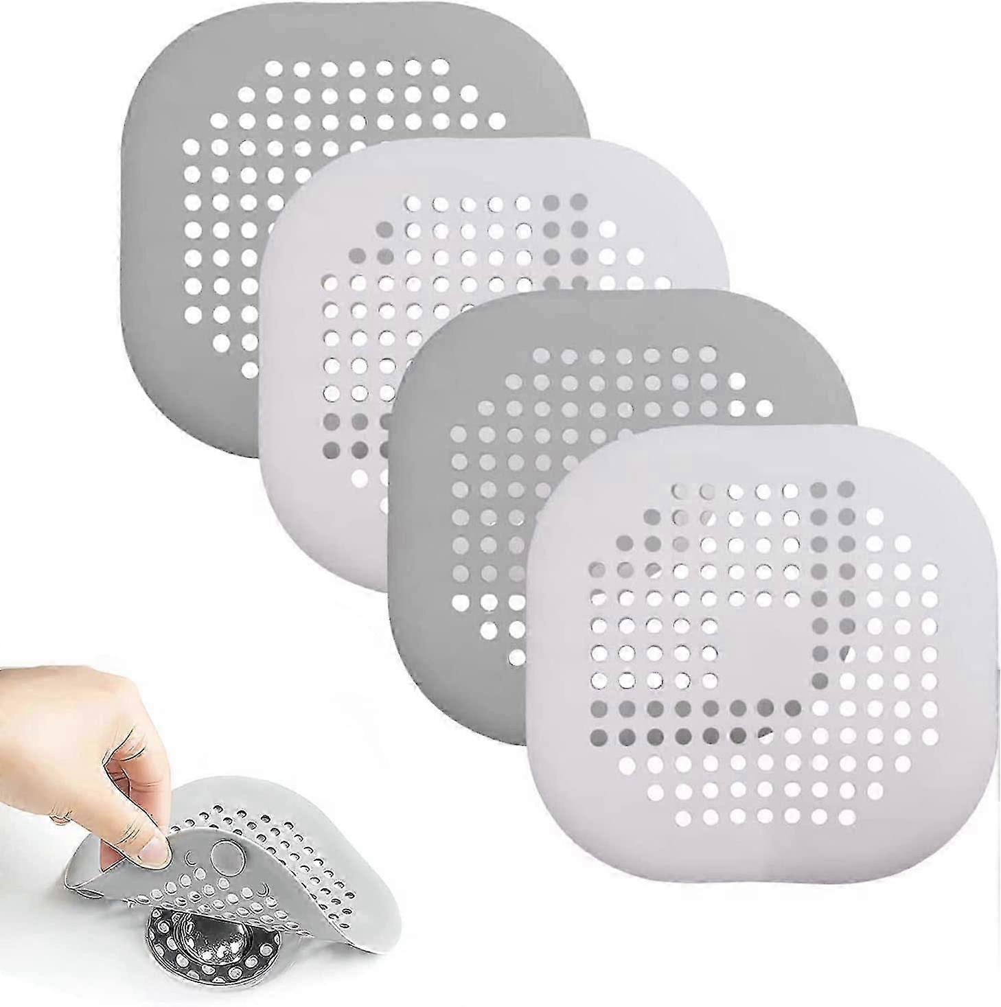 Badewannen-Abflusssieb, 4 Stück Silikon-Haarsieb, Duschabflusssieb mit Saugnapf, Badewannen-Waschbeckensieb