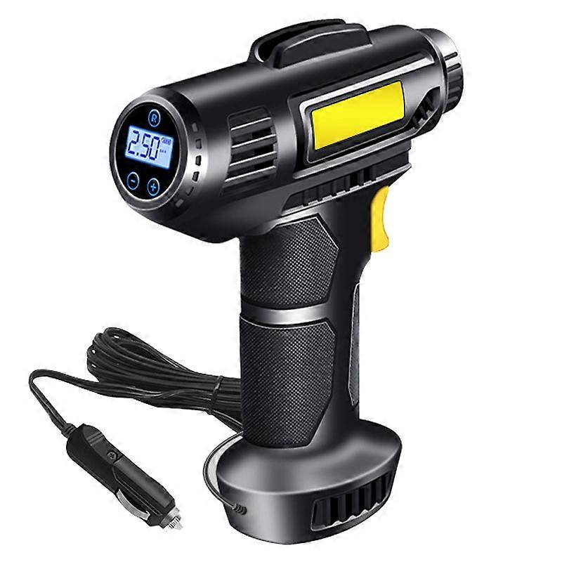 Type A 12V Wired Digital Car Tyre Inflator Portable Air Compressor with 3 Nozzle Adaptors and LED