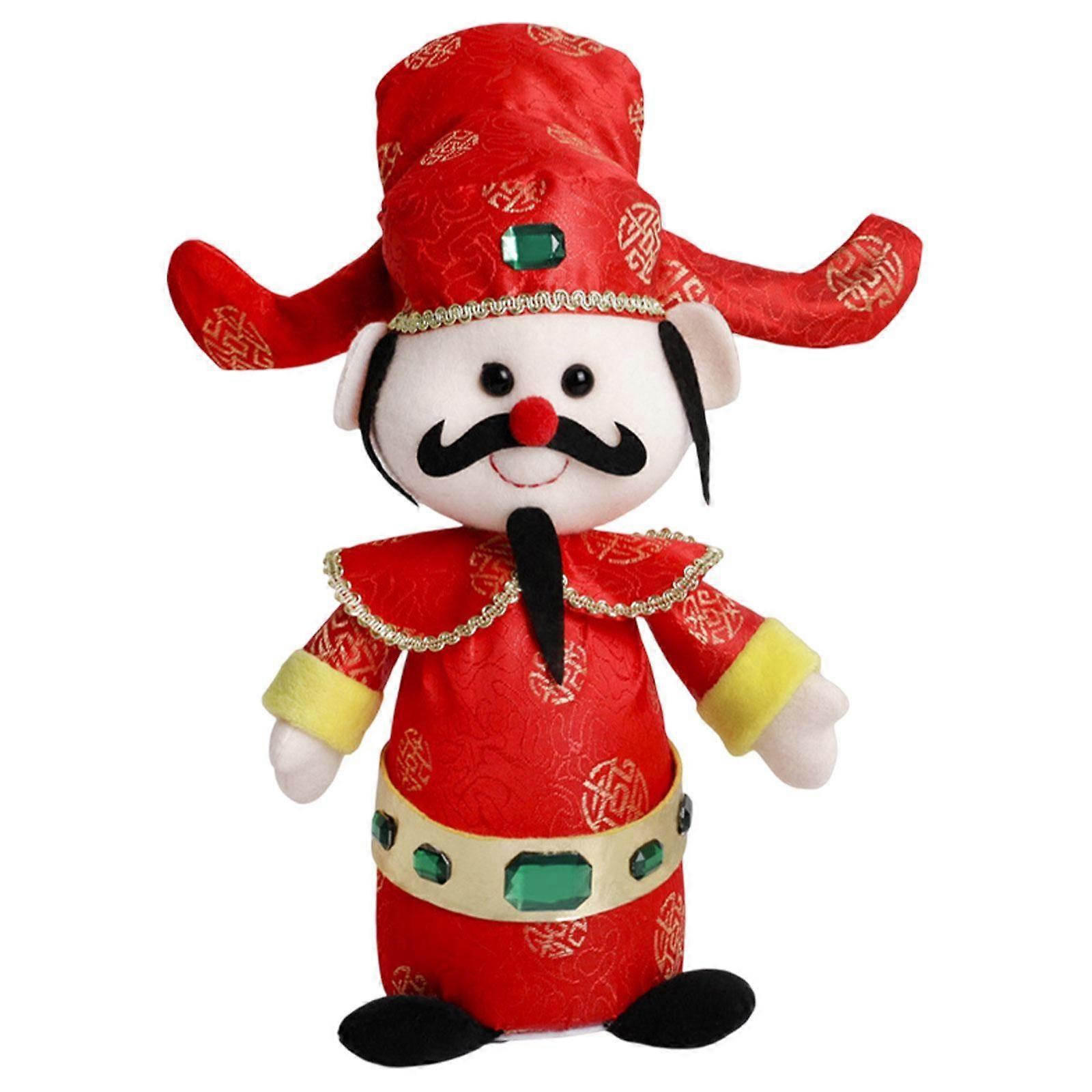 God of Wealth Doll Chinese New Year Decoration for Farmhouse Tabletop Indoor Red