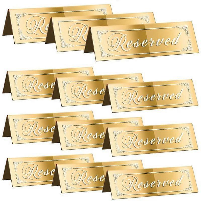 12PCS Reserved Table Signs, Gold Reserved Signs for Wedding, Acrylic Doubleside Reserved Seating Signs Guest Reservation