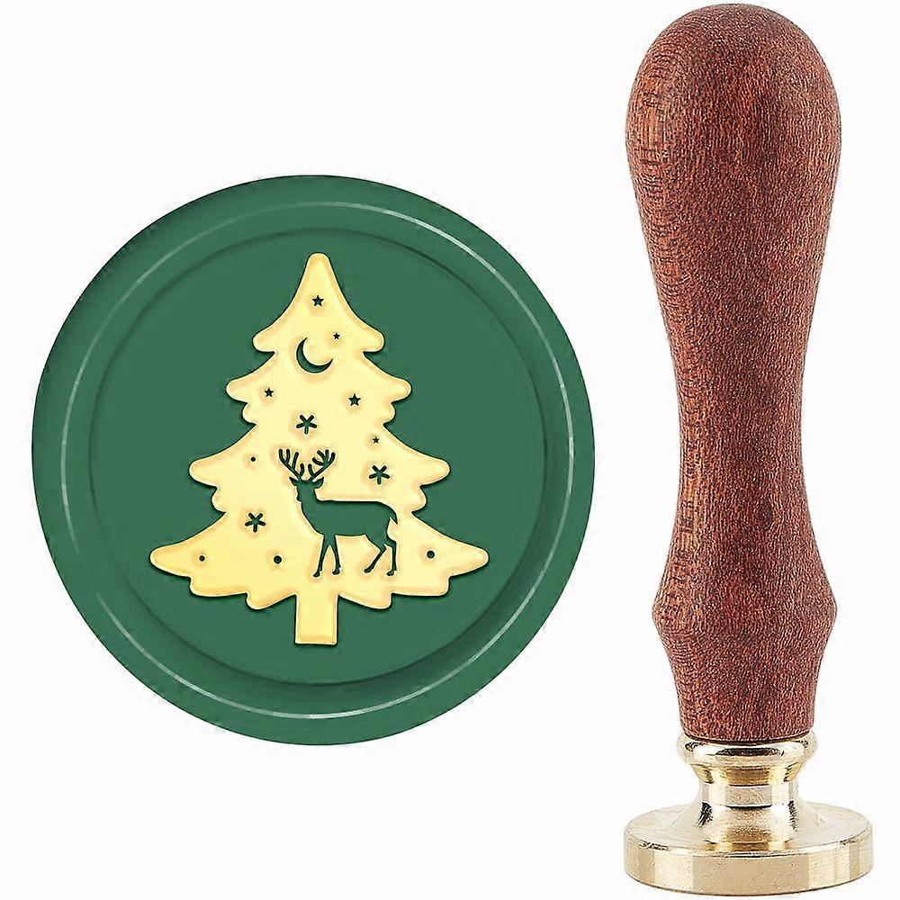 Brass Wax Seal Stamp with Handle for DIY Scrapbooking Christmas Tree Pattern 3.5x1.18 inch(8.9x3cm)
