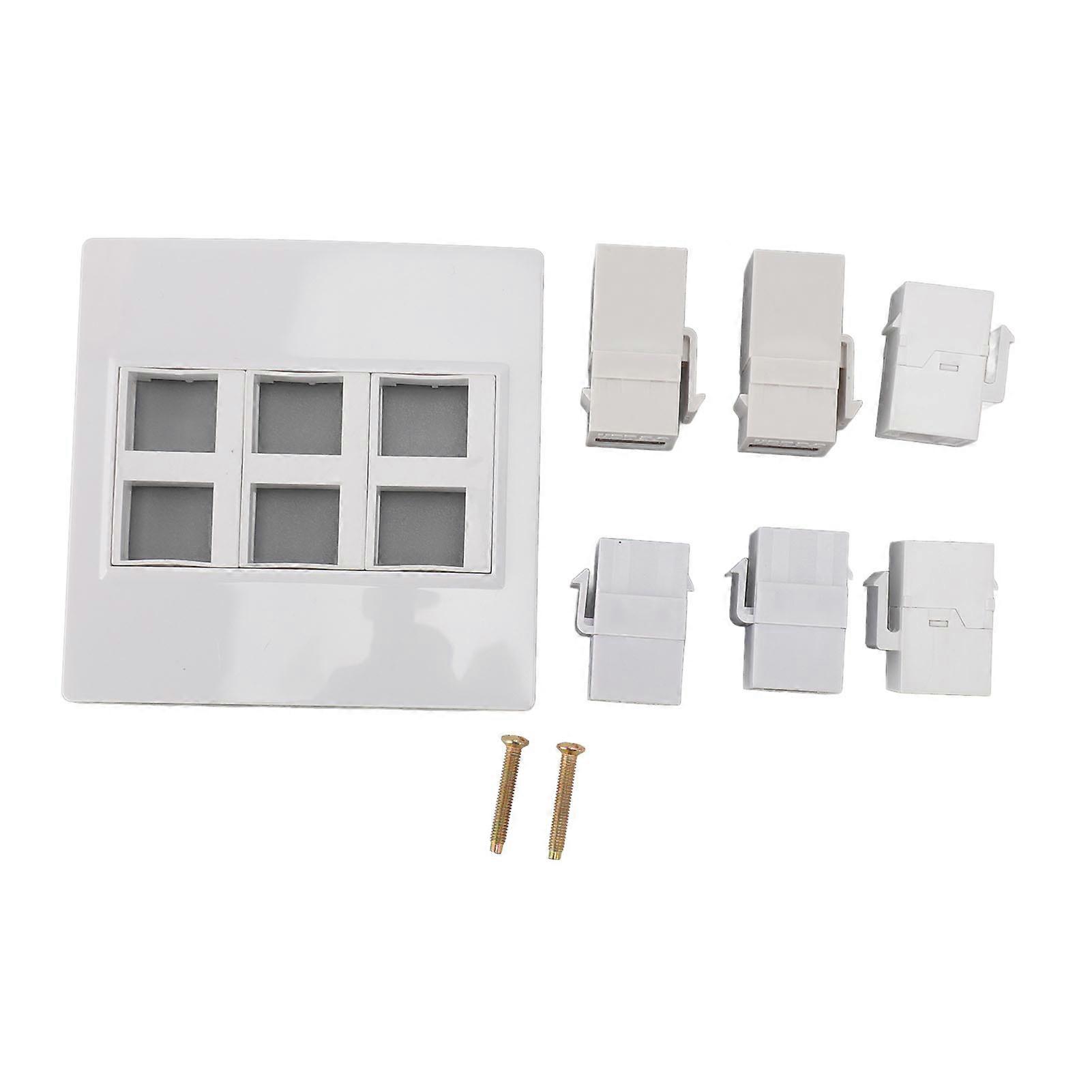 6-Port Media Wall Plate 5Gbps 4K 60Hz HD Media Interface Cat6 RJ45 USB 3.0 Combo Wall Plate Panel
