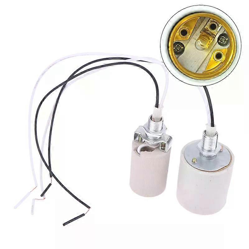 E27 Lamp Holder LED Light Ceramic Screw Heat Resistant Adapter Home Use Socket Round For E14 Bulb Base With Cable