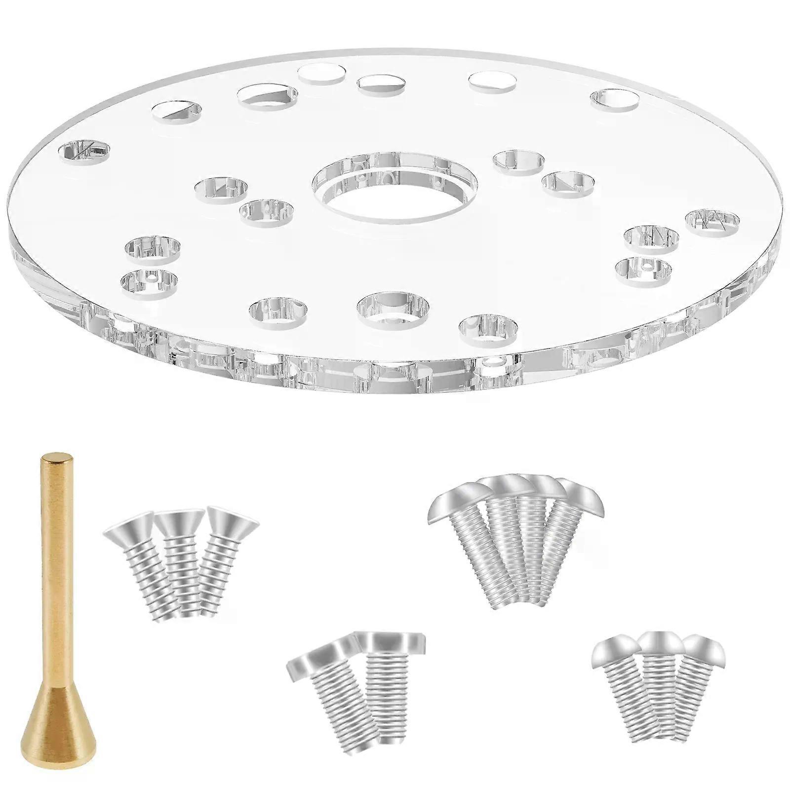 65inch Acrylic Trimming Router Base Plate with Centering Pin&Screw Universal Round Router Base Board Woodworking Auxiliary Tool