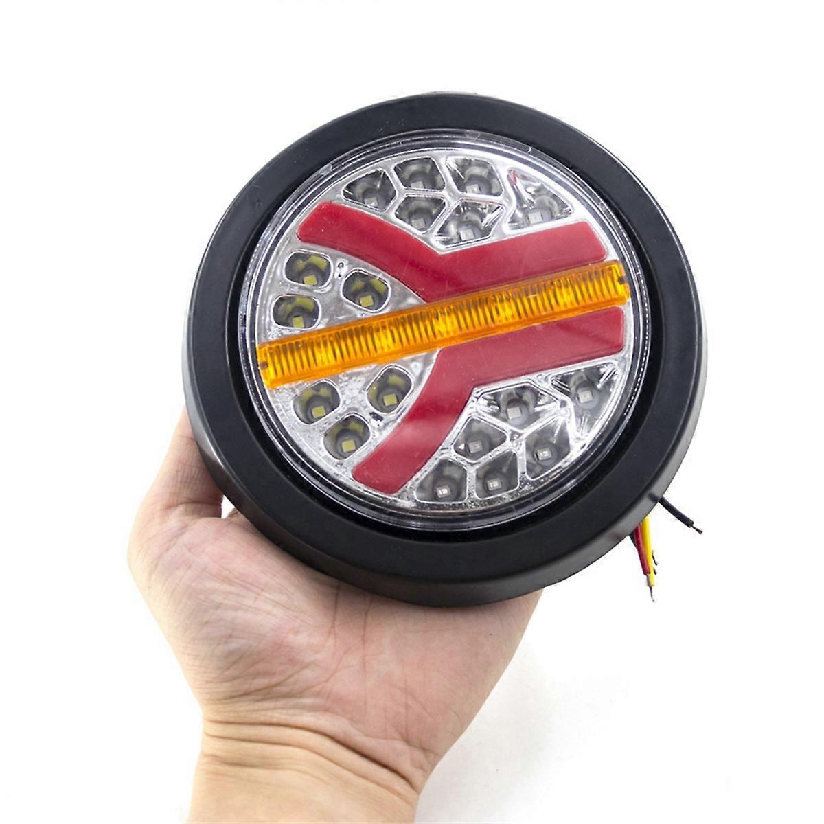 2Pcs 12V 24V LED Round Car Rear Tail Light Brake Stop Side Marker Turn Warning Indicator Lamp Truck