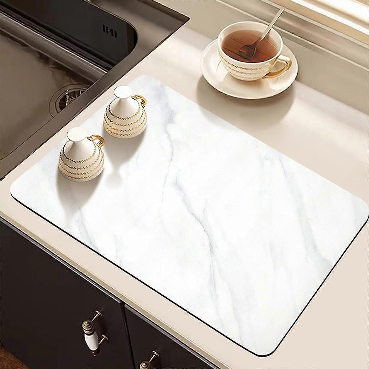 Kitchen Countertop Drying Mat, Leather Backing, Absorbent and Heat-Resistant