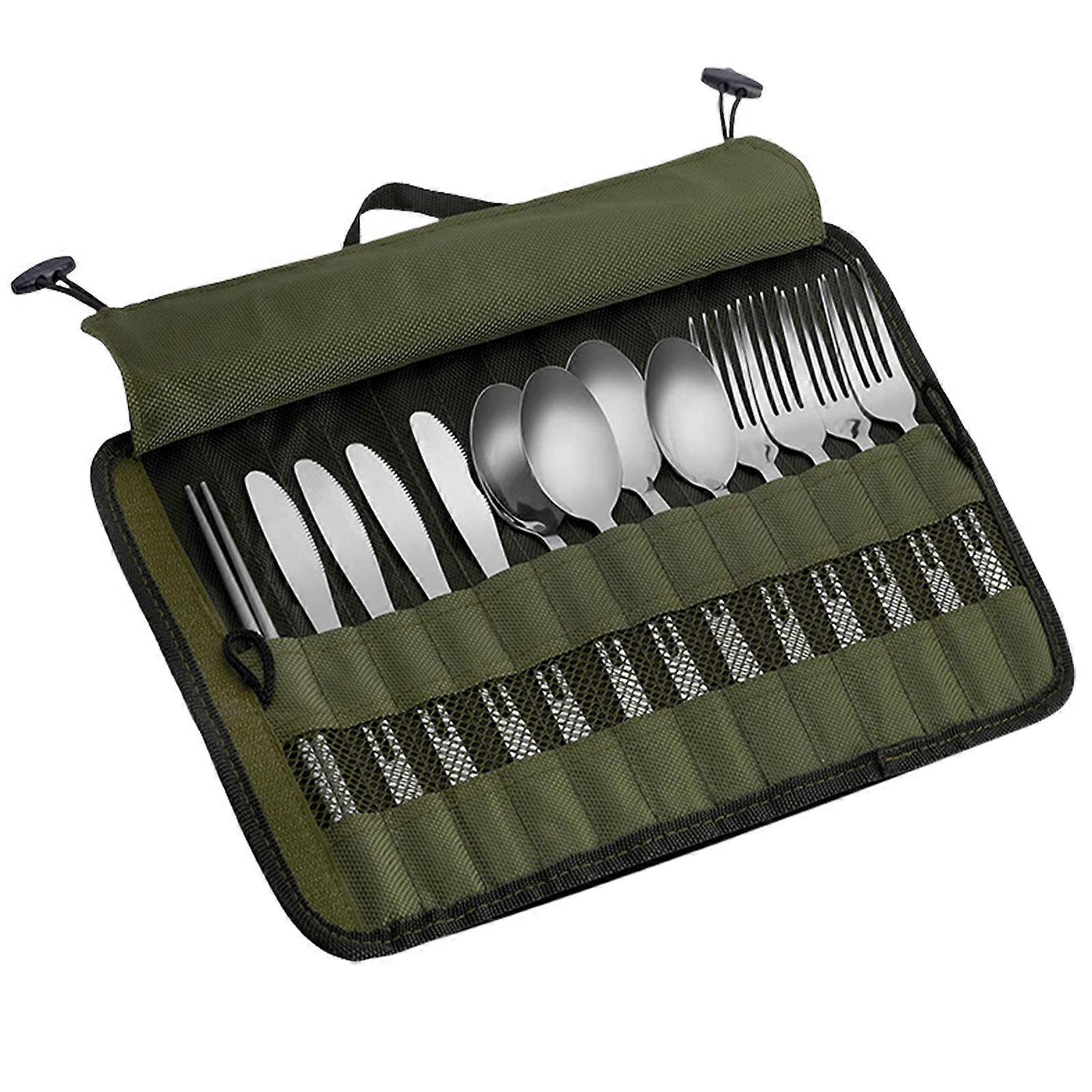 Cutlery Bag Travel Bag Utensils Rack Multifunctional Cutlery Pouch Forks Spoons Chopstick Roll for Home Kitchen