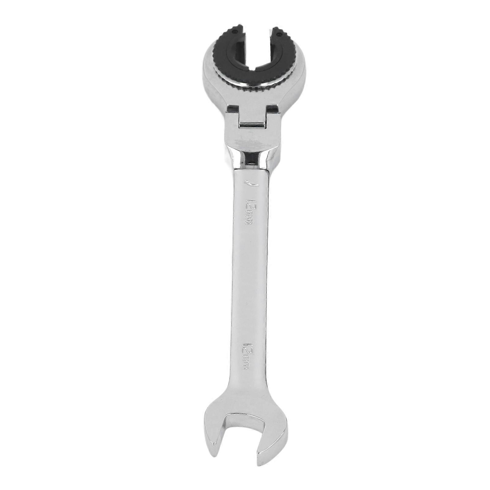 Brake Line Wrench 12mm 72 Teeth Adjustable Angle CR V Steel Oil Pipe Open Ratchet Wrench