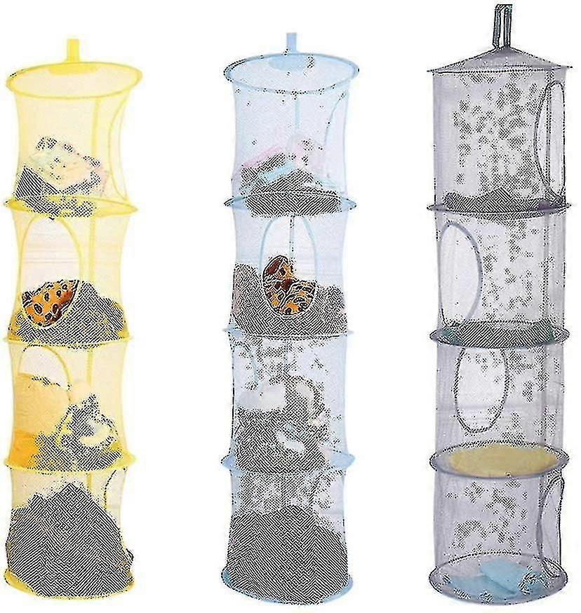 Kids Storage Net 3 Pieces Hanging Drying Net Foldable Net Basket Storage Plush - JXLGV