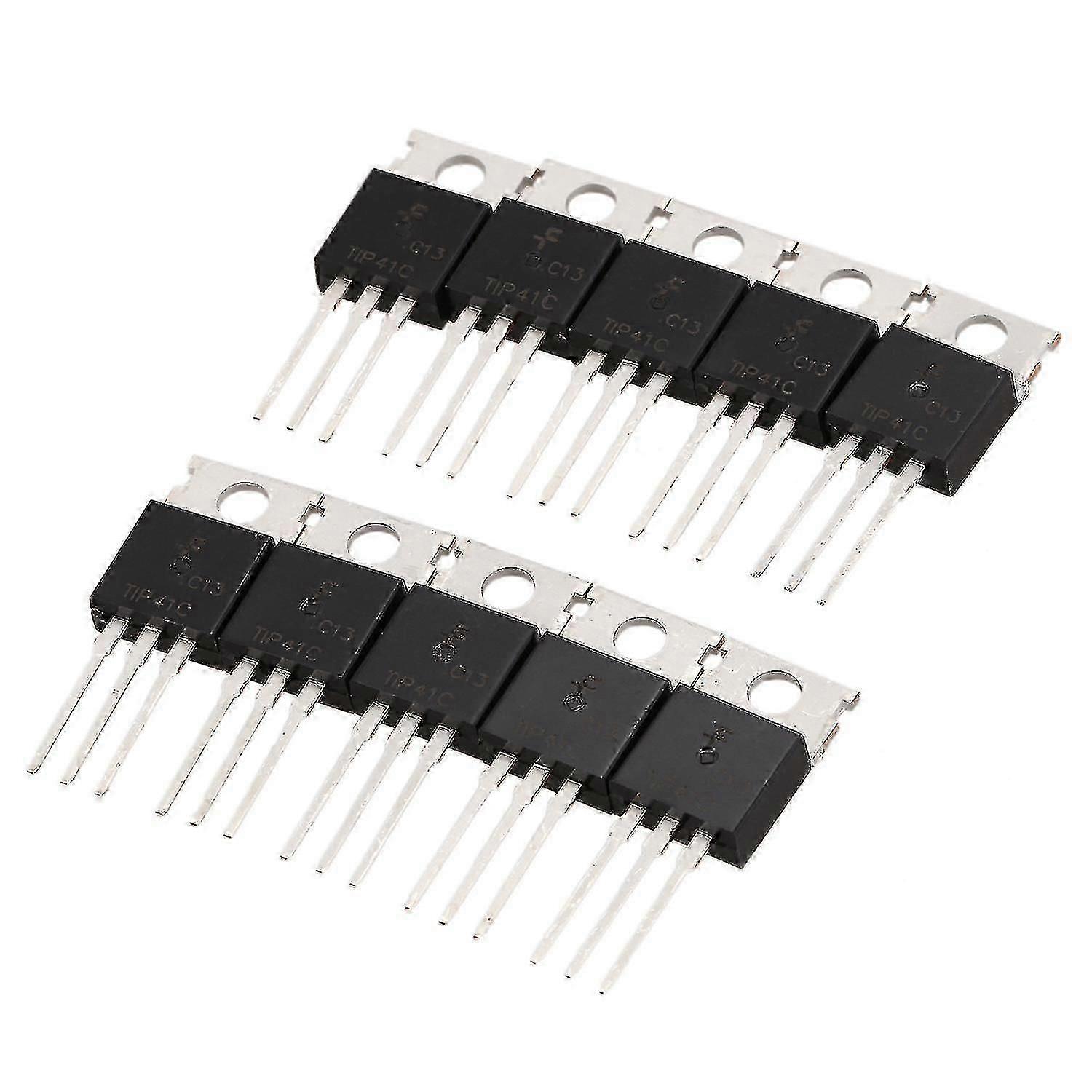 10 Pcs 3 Pin Npn To-220 Power Transistors 100v 6a Tip41c