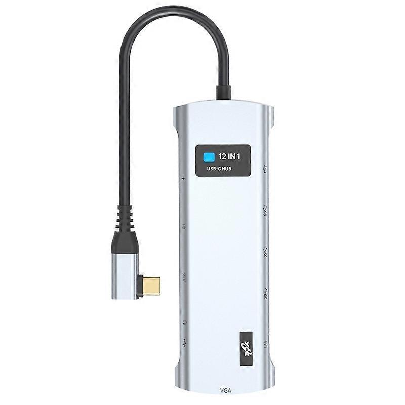 V261A Type-C Hub with PD+USB3.0+USB2.0+Type-C+SD/TF+RJ45+USB Audio+HD+VGA