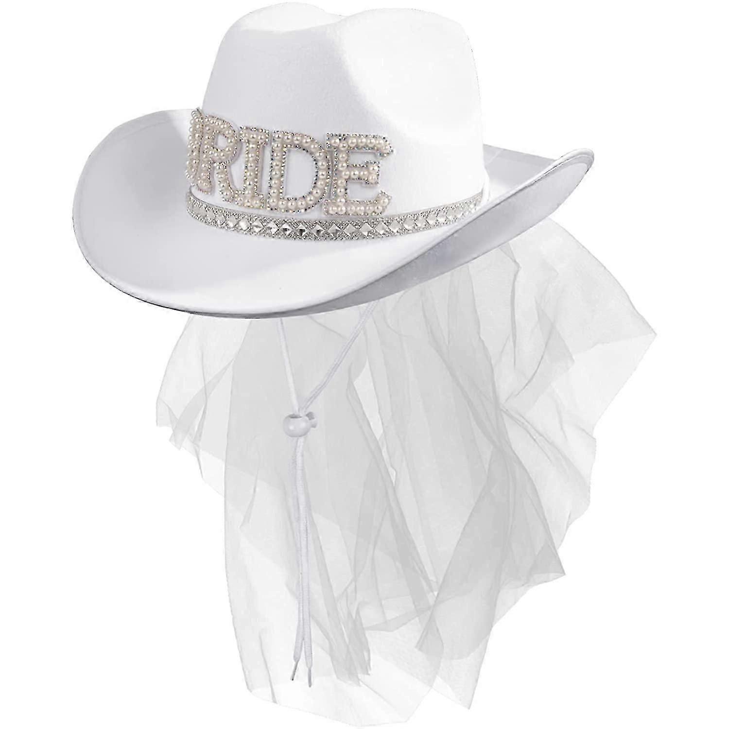 Bridal Cowboy Hat with Veil, Bride to be Gift
