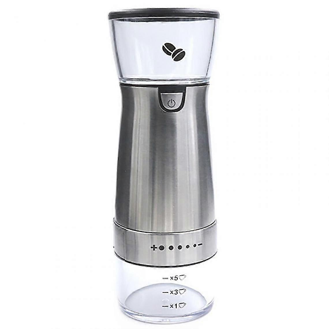 Electric Handheld Coffee Maker, Portable Rechargeable Burr Grinder, Adjust Rough Grind Settings(silver)