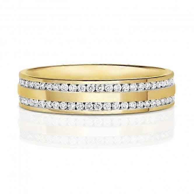 Wedding Band 9ct Gold Diamond Wedding 2 Row Full Set 4.5mm Ring RD735