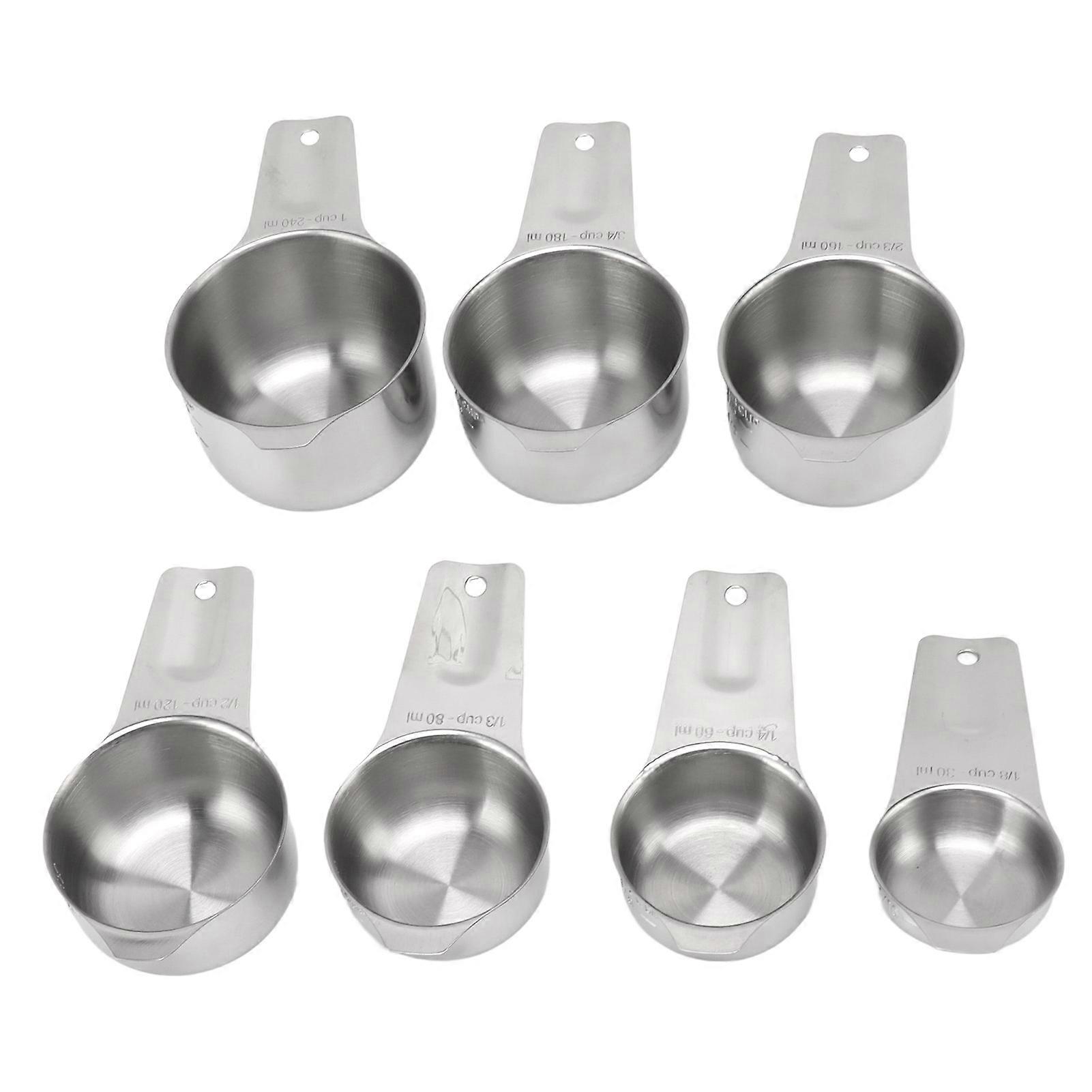 7Pcs Stainless Steel Stackable Multifunctional Metal Nesting Measuring Cups Set for Kitchen Tools