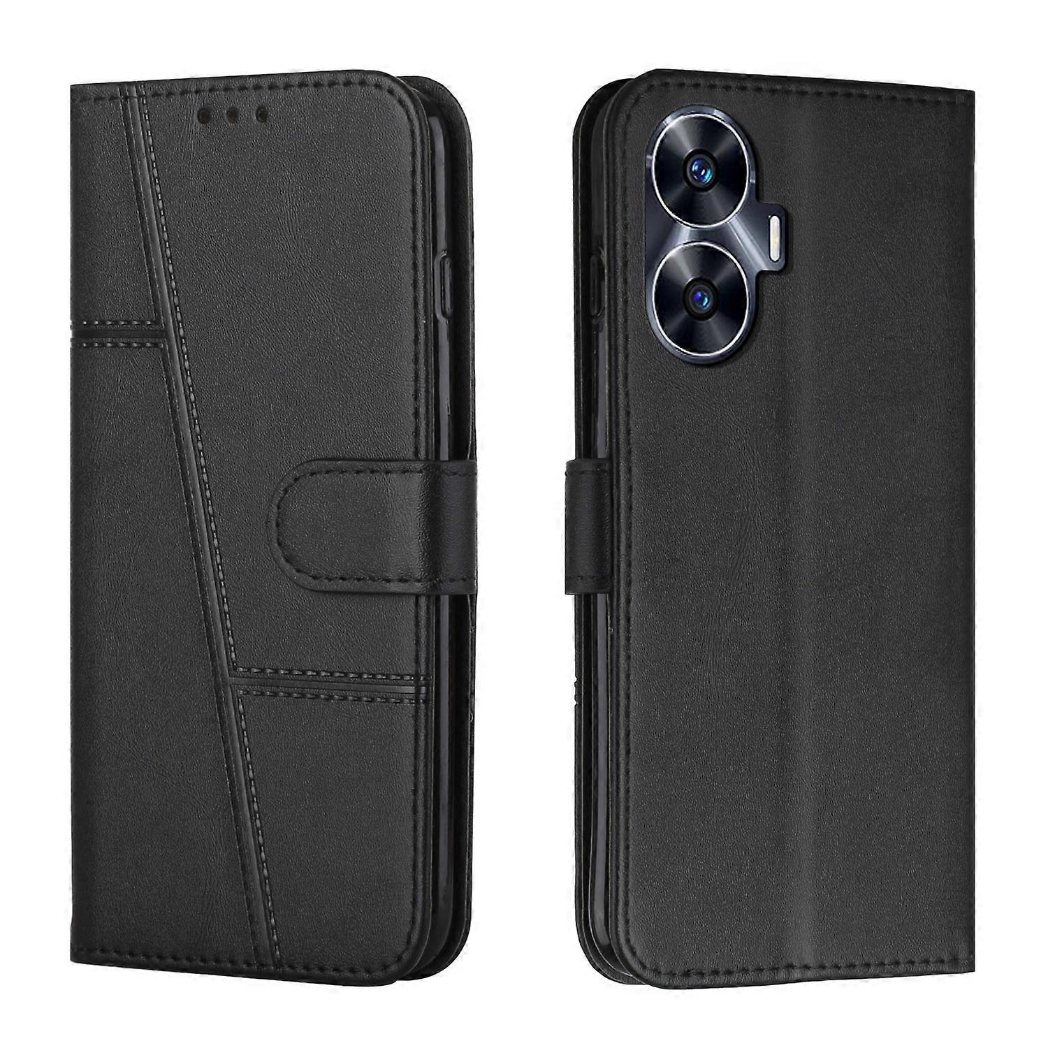 Stitching Calf Texture Buckle Leather Phone Case