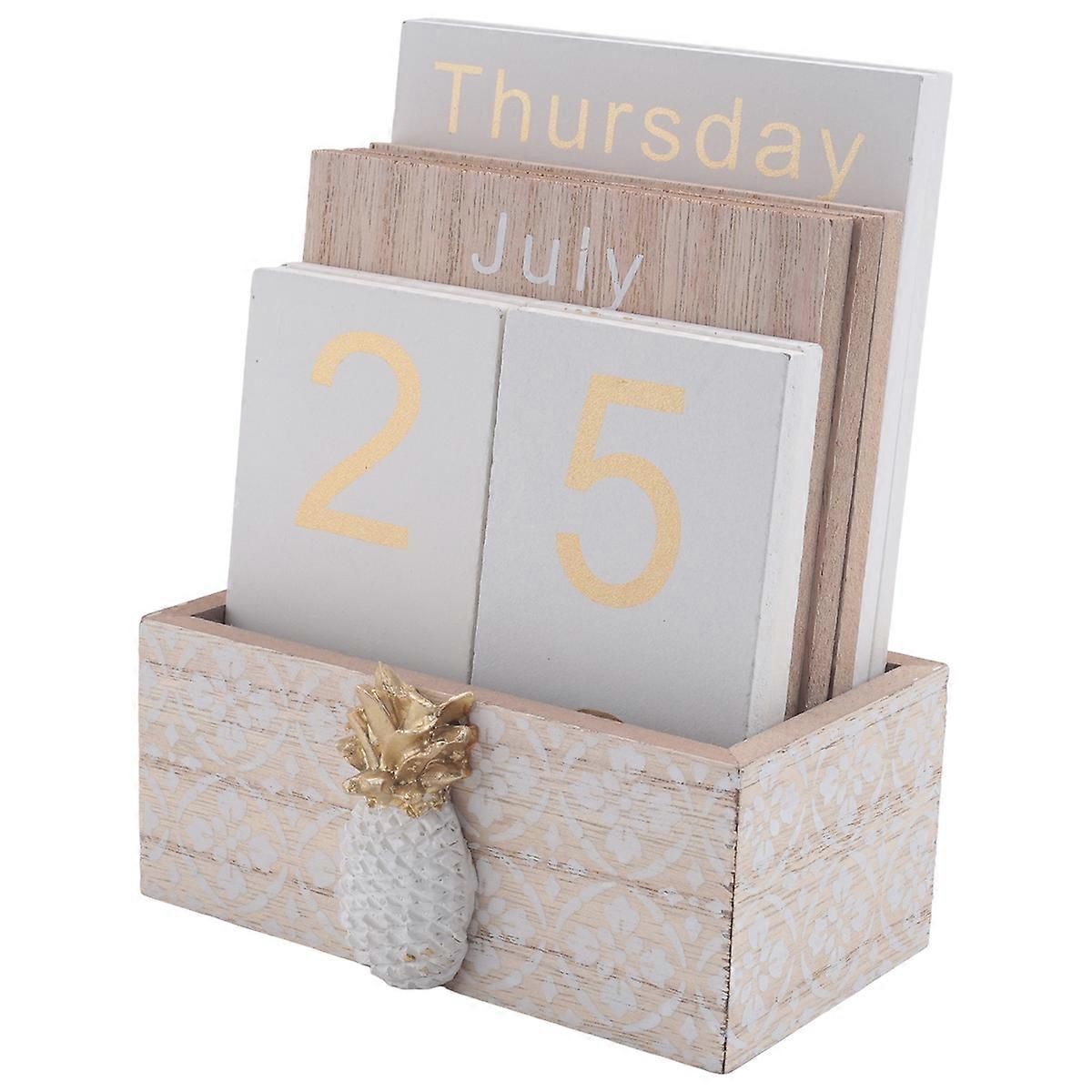 Wooden Flip Desk Blocks Calendar,for Home/Office,11.5X6.5X14.5CM,C