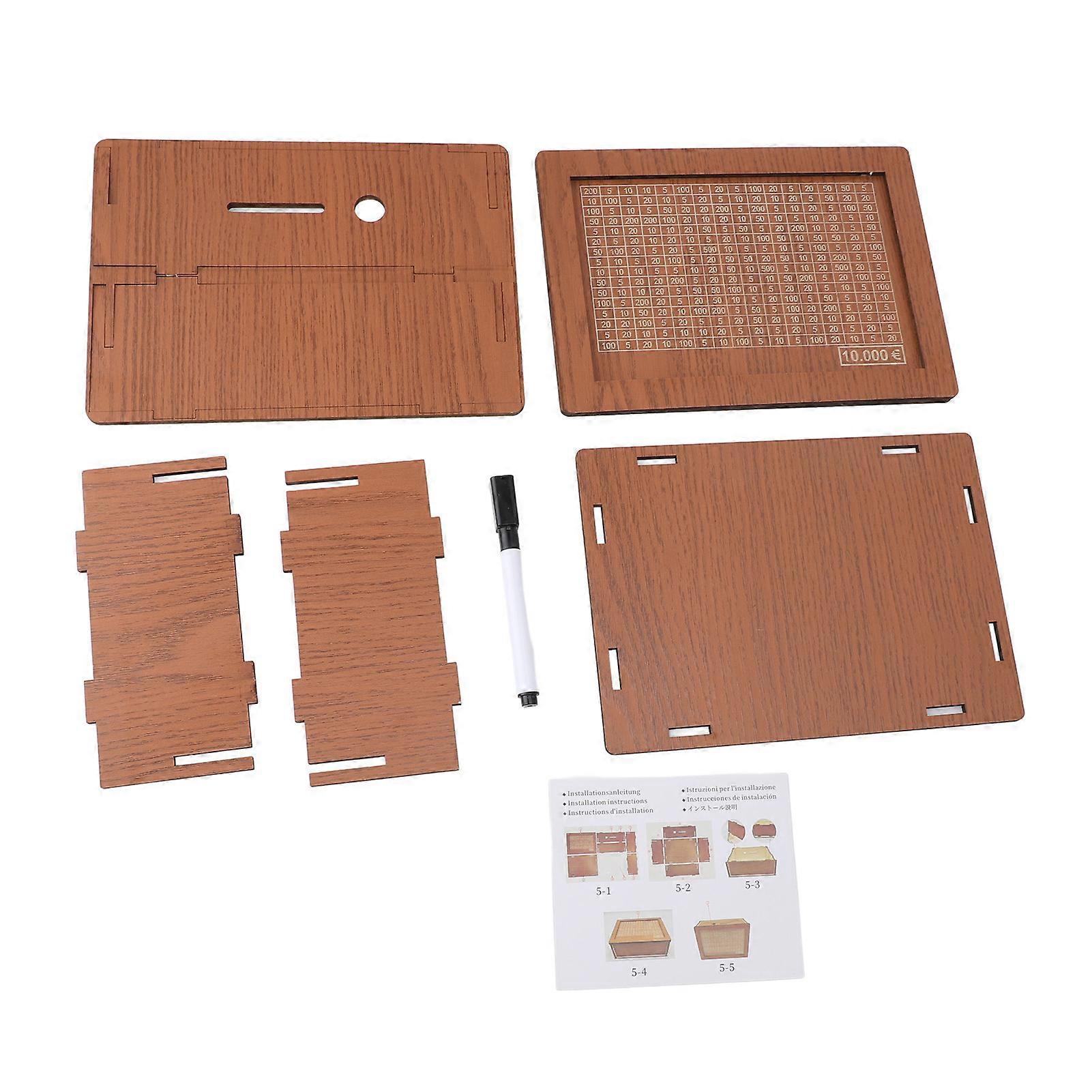 Wooden piggy bank for adults and children, with counter, to save up to 10,000 euros.