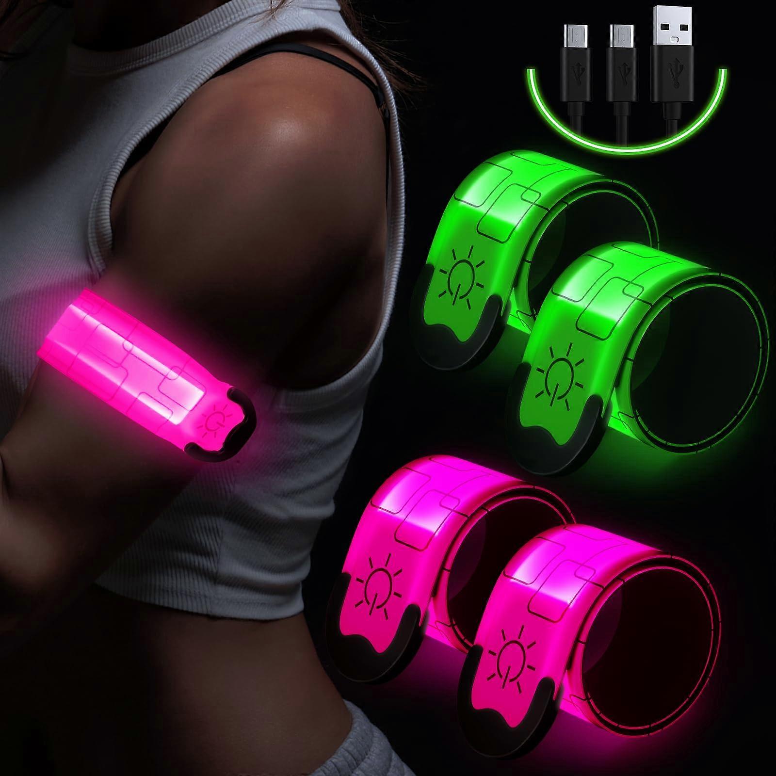 Reflective LED Armband Rechargeable for Running(4 Pack), Running Lights for Runners