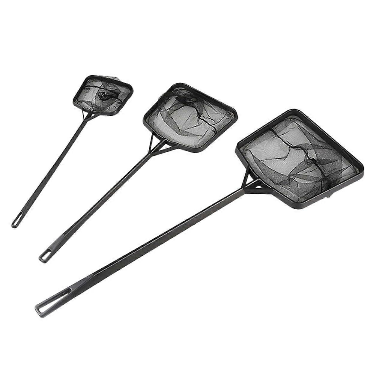 Portable Fishing Net 3 Piece Set Soft Mesh for Betta Fish Easy Use Long Handle for Catching and Tank Cleaning