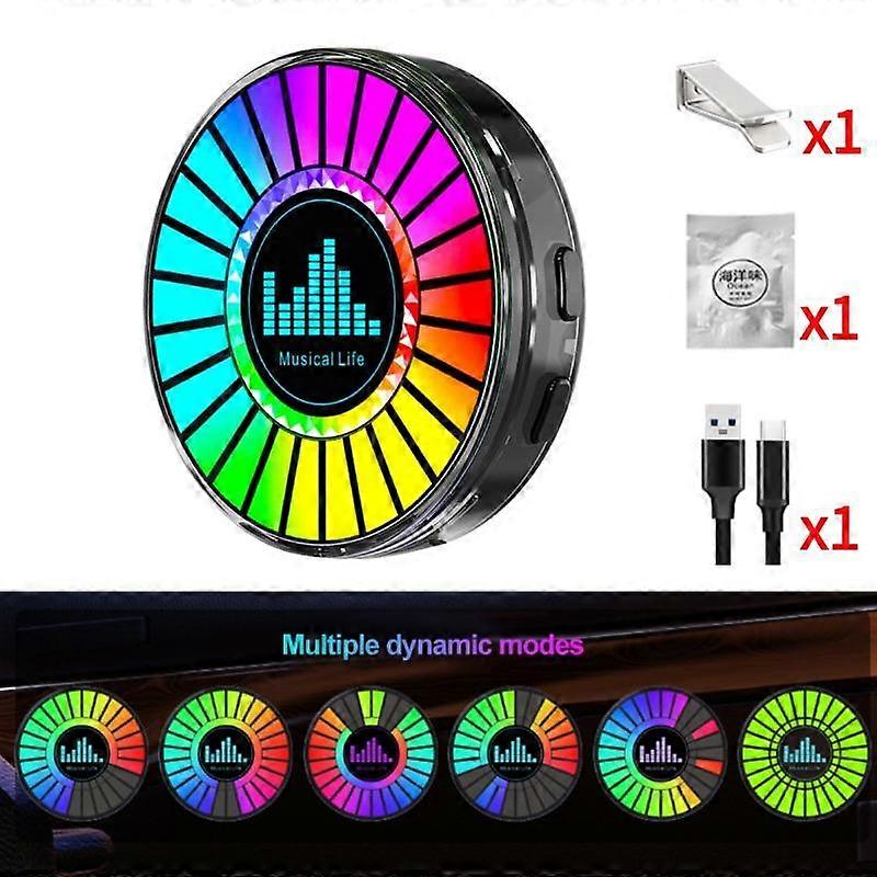 Car Air Freshener with Atmosphere Light 26 Colorfor RGB Music Rhythm Lights Sound Control Car Diffuser Vent Fragrance Clip Ambient Lamp