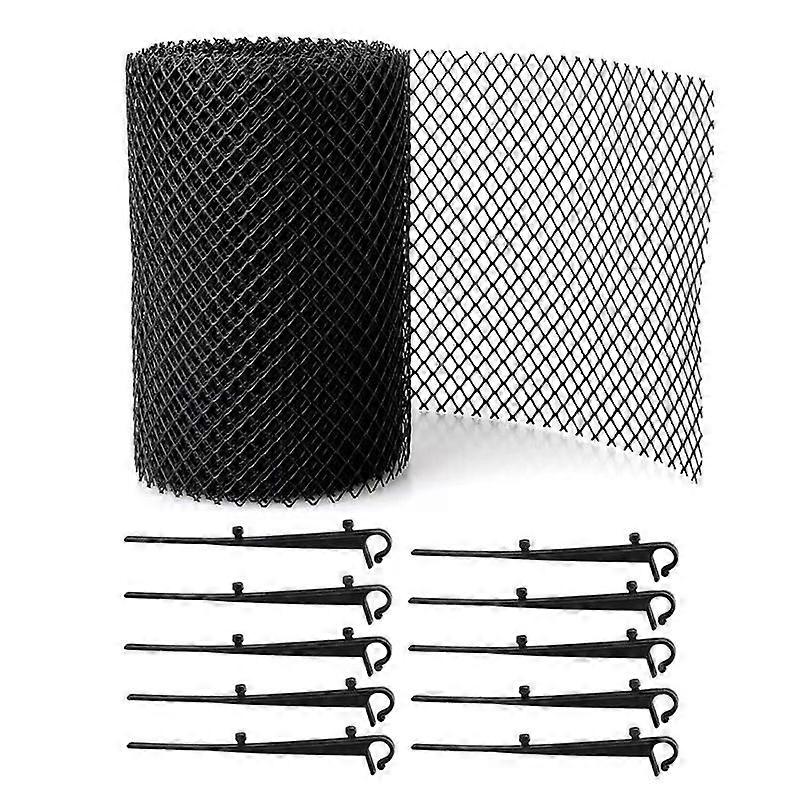 Ventilation grill, DIY drain cover, suitable for black cover net downpipe filter 600*15cm, with 10 ground nails