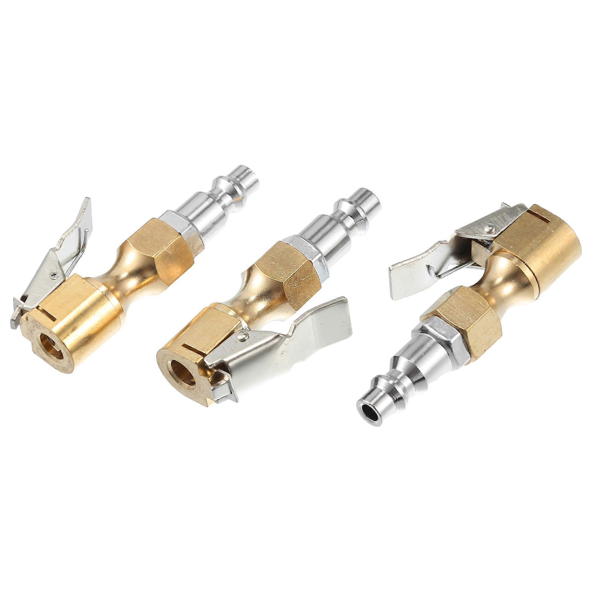 3 Pcs Tire Inflator Chuck Lock Set for Air Compressor - Durable Copper Tone Tire Valve Connectors