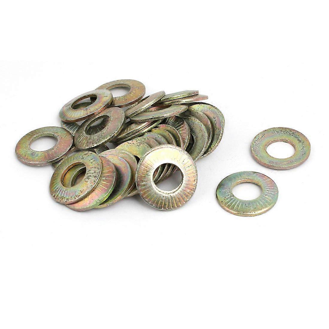 M10 Carbon Steel Conical Serrated Spring Washer Inner Diameter Bronze Tone 50pcs Pack