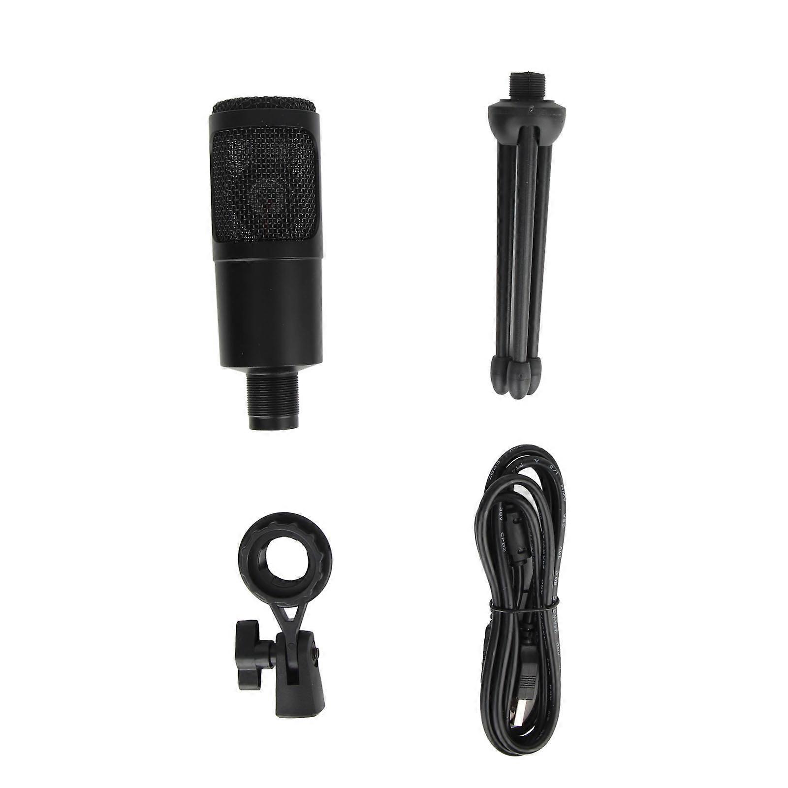 USB Condenser Microphone Plug and Play Recording Mic with Volume Control for Computer