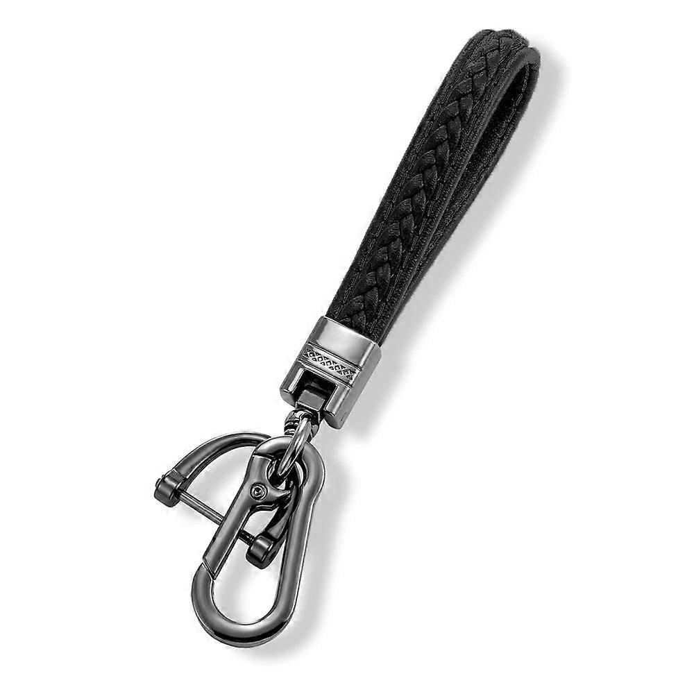 Mens Leather Keychain Black Clasp Keyring Holder Car Key Chain