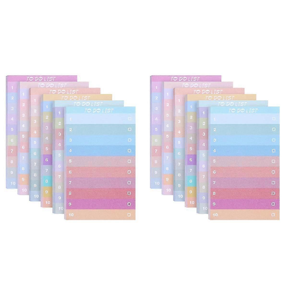 12PCS to Do List Sticky Notes, 5.1x3.2Inch, 600 Sheets, Assorted Colors, Lined, Planner, Daily Note